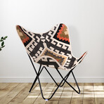 Aztec Butterfly Chair // Black + White + Orange