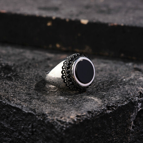 Caspian Silver Onyx Men's Ring (9)