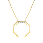 Angles 18K Yellow Gold Diamond  Medium Octagon Pendant Necklace // 16"-18" // Store Display