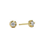 Q 18K Yellow Gold Diamond Stud Earring // New