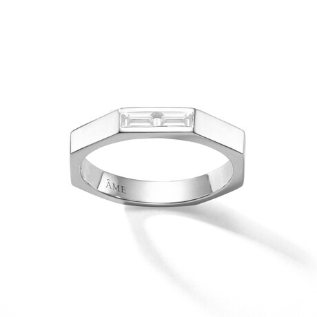 Angles 18K White Gold Diamond Thin Band Ring // Ring Size: 7.5 // New
