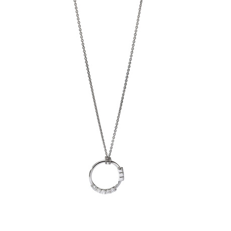 Totem 18K White Gold Diamond Small Circle Pendant Necklace // 16"-18" // Store Display
