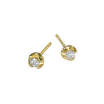 Q 18K Yellow Gold Diamond Stud Earring // New