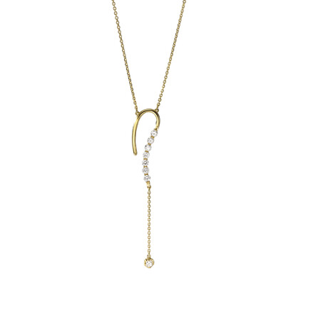 Q 18K Yellow Gold Diamond Question Pendant Necklace // 16" // Store Display