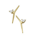 Trio 18K Yellow Gold Diamond Small Bar Earring // New
