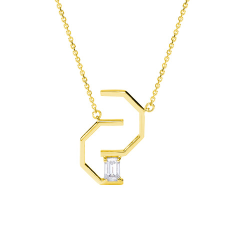Angles 18K Yellow Gold Diamond Signature Pendant Necklace // 16"-18" // New