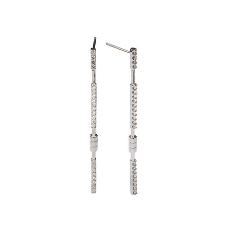 Totem 18K White Gold Diamond Long Drop Earring // Store Display