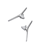 Trio 18K White Gold Diamond Small Bar Earring // New