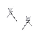 Trio 18K White Gold Diamond Medium Square Stud Earring // New