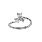 Trio 18K White Gold Diamond Small Trilogy Ring // Ring Size: 6.25 // New