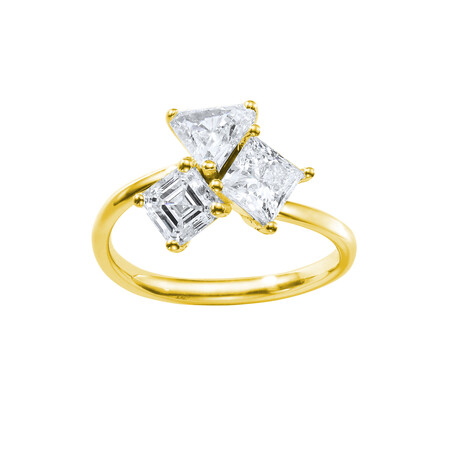 Trio 18K Yellow Gold Diamond Large Trilogy Ring // Ring Size: 6.5 // New