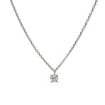 Trio 18K White Gold Diamond Single Stone Pendant Necklace // 16"-18" // Store Display