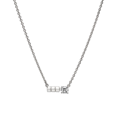Totem 18K White Gold Diamond Mini Bar Necklace // 16"-18" // Store Display