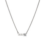 Totem 18K White Gold Diamond Mini Bar Necklace // 16"-18" // Store Display