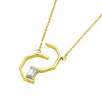 Angles 18K Yellow Gold Diamond Signature Pendant Necklace // 16"-18" // New