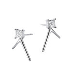 Trio 18K White Gold Diamond Medium Square Stud Earring // New