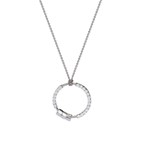 Totem 18K White Gold Diamond Circle Pendant Necklace // 18"-20" // Store Display