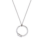 Totem 18K White Gold Diamond Circle Pendant Necklace // 18"-20" // Store Display