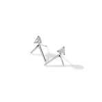 Trio 18K White Gold Diamond Small Square Stud Earring // New