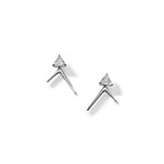 Trio 18K White Gold Diamond Small Square Stud Earring // New