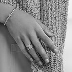 Trio 18K White Gold Diamond Single Wrist Cuff Bracelet // 6" // New