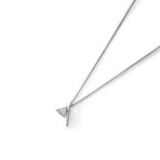 Trio 18K White Gold Diamond V Pendant Necklace // 16"-18" // New