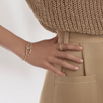 Q 18K Yellow Gold Diamond Double Wrist Cuff Bracelet // 7" // Store Display