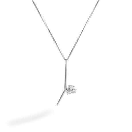 Trio 18K White Gold Diamond Branch Pendant Necklace // 16"-18" // New