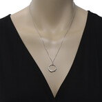 Totem 18K White Gold Diamond Small Circle Pendant Necklace // 16"-18" // Store Display