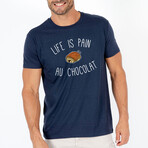 Life Is Pain Au Chocolat T-Shirt // Navy (S)