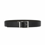 Bottega Veneta // Smooth Leather Belt // Black + Silver (33.5")