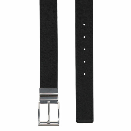 Bottega Veneta // Smooth Leather Belt // Black + Silver (33.5")