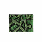 Moschino // Python Print Calf Leather Card Case // Green