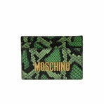 Moschino // Python Print Calf Leather Card Case // Green