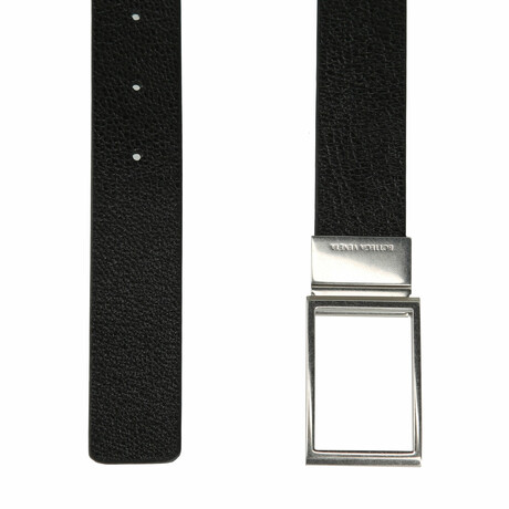 Bottega Veneta // Calfskin Leather Belt // Black + Silver (33.5")