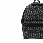 Versace // Coated La Greca + Vitello Canvas Backpack // Black + Gray