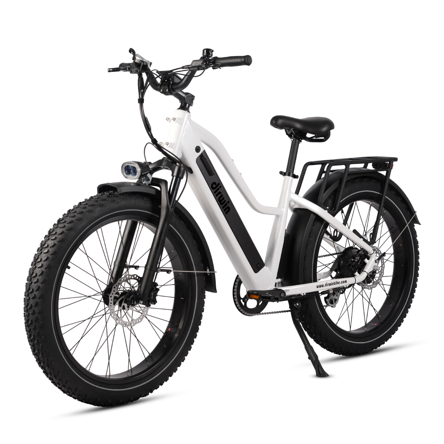 Pioneer Step-Thru Fat Tire E-Bike // White - Dirwin Fat Tire E-Bikes ...