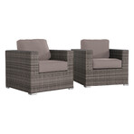 Hulda Grade Club Patio Chair + Taupe Sunbrella Cushions // Set of 2