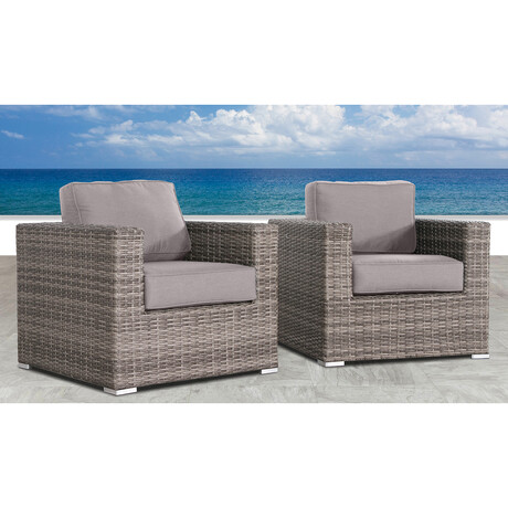 Hulda Grade Club Patio Chair + Taupe Sunbrella Cushions // Set of 2