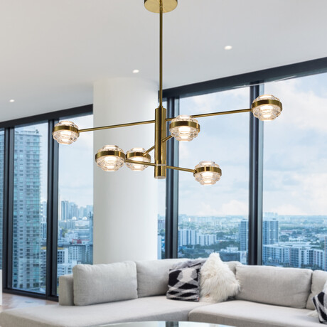 Milano // LED Chandelier// 40"L (Antique Brass)