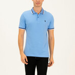 Striped Collar Polo // Light Blue (S)