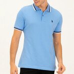 Striped Collar Polo // Light Blue (S)