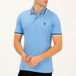 Striped Collar Polo // Light Blue (S)