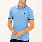 Striped Collar Polo // Light Blue (S)