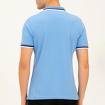 Striped Collar Polo // Light Blue (S)