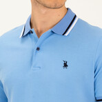 Striped Collar Polo // Light Blue (S)