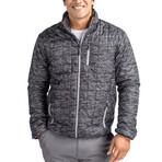Rainier PrimaLoft Mens Eco Insulated Full Zip Printed Puffer Jacket // Black (L)