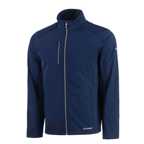 Evoke Eco Softshell Recycled Full Zip Mens Jacket // Navy Blue (XS)