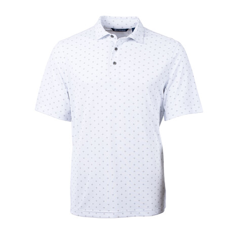 Virtue Eco Pique Tile Print Recycled Mens Polo // White (L)