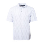 Virtue Eco Pique Tile Print Recycled Mens Polo // White (L)